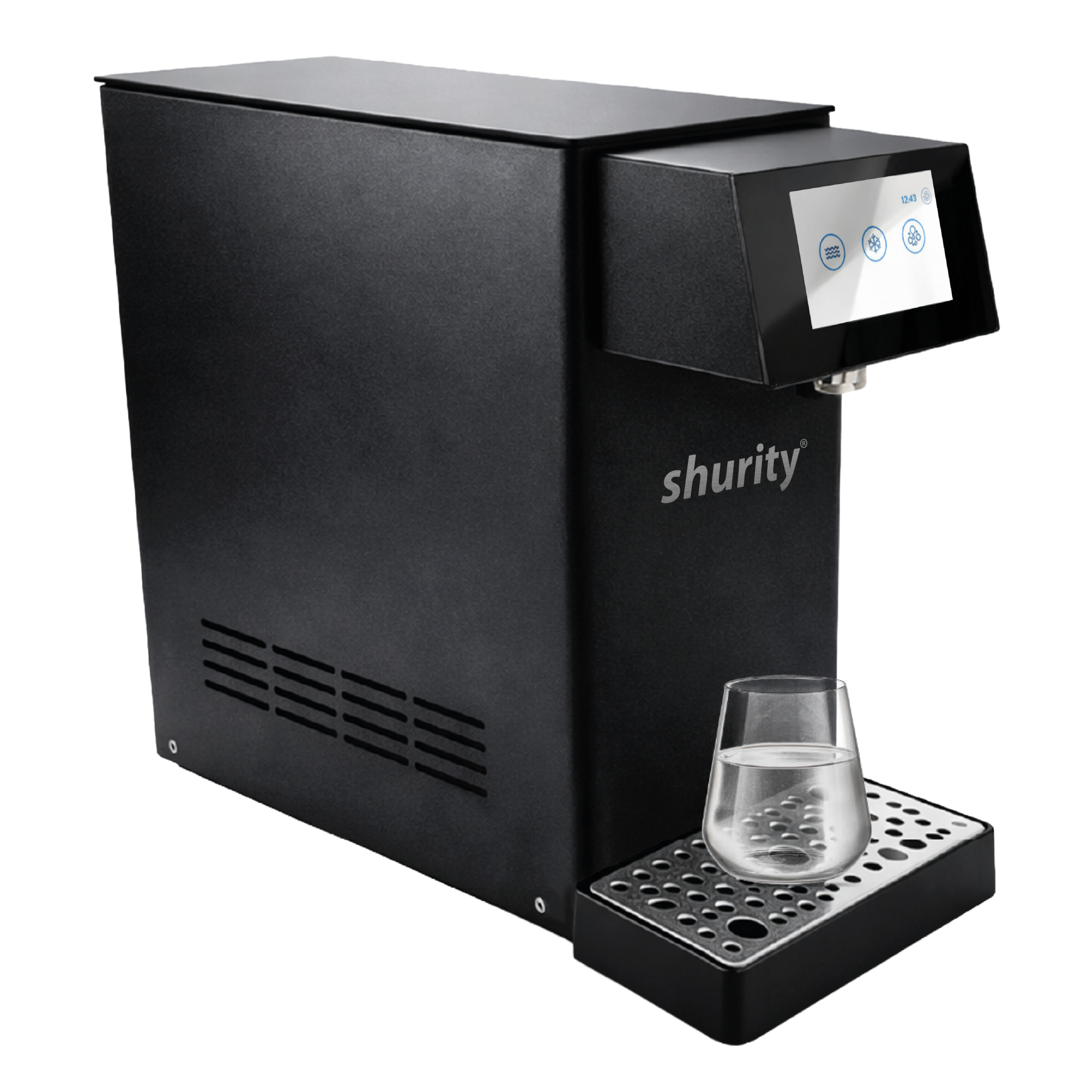 Shurity Kansas Electronic Refrigeratore acqua con Filtrazione Sopralavello 15Lt/h. Nero con display touch 4,3” - 3 Vie Liscia ambiente, fredda e gassata