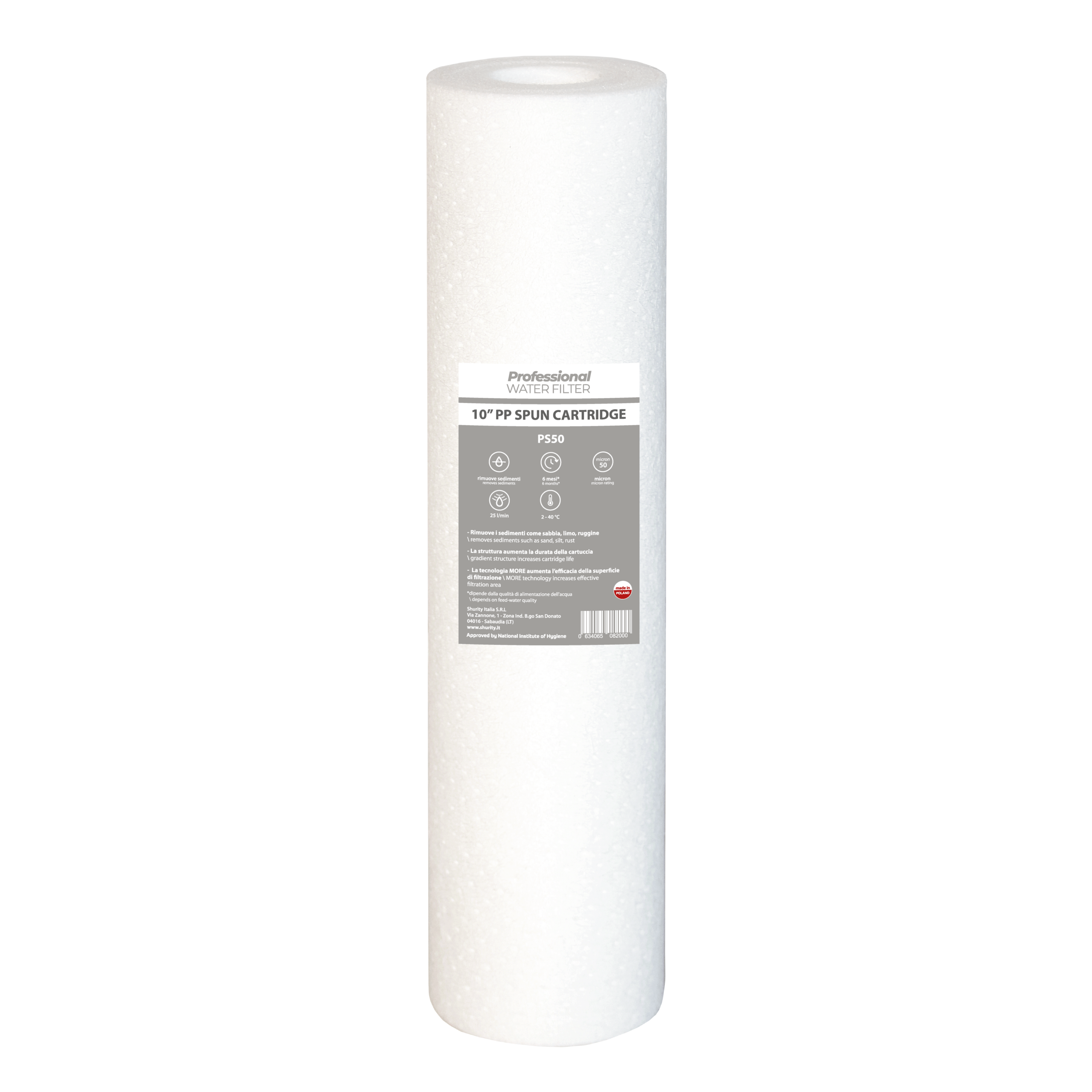 331680-PR Professional Water Filter Cartuccia Polipropilene soffiato 10 Pollici - 50 Micron - immagine 1