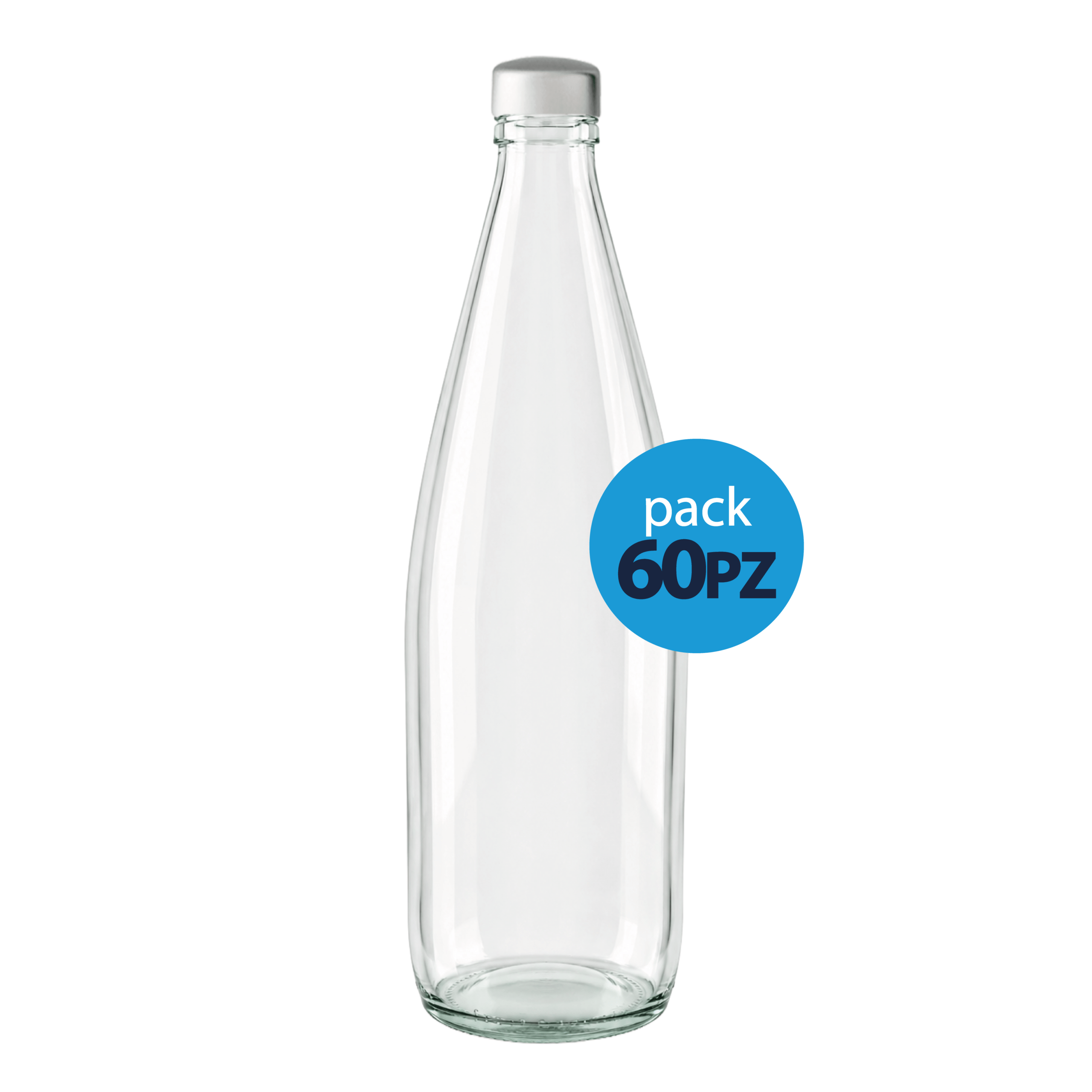 332377 Pack 60pz. - Bottiglia in vetro per Acqua One 1litro con tappo Argento - immagine 1