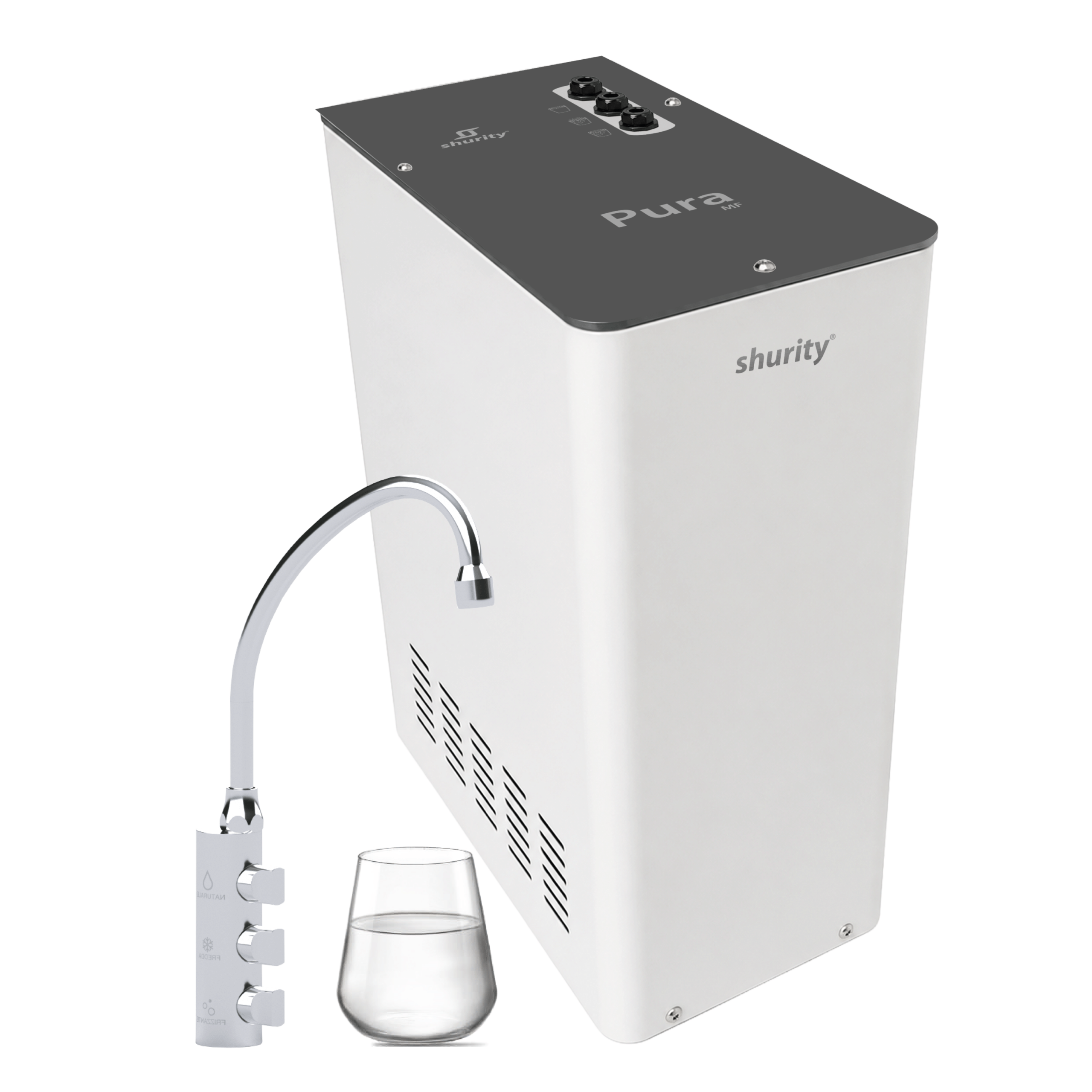 332365 Shurity Pura MF Frigogasatore acqua con Filtrazione 15Lt/h. Sottolavello - 3 vie, Liscia, Gassata e Fredda - immagine 1